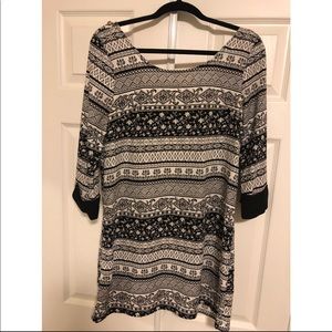 Black & White Printed Shift Dress